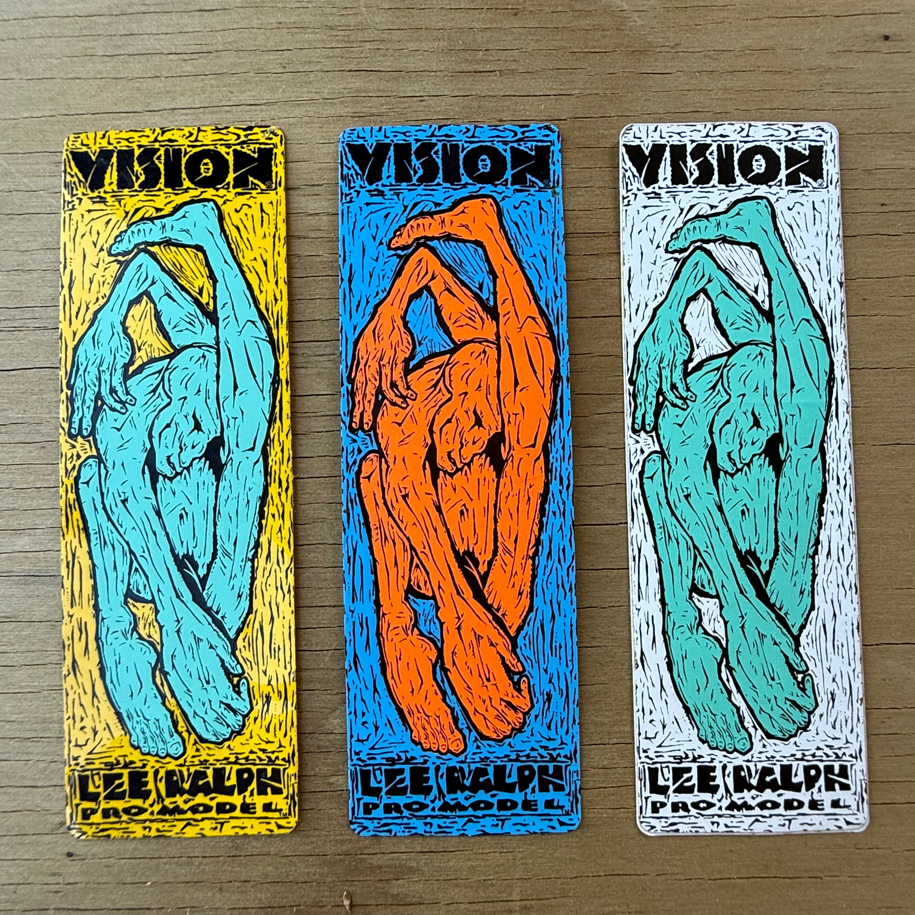 Set of 3 Vintage 1980s VISION Lee Ralph Stickers - OG Contortionist - NOS Skate