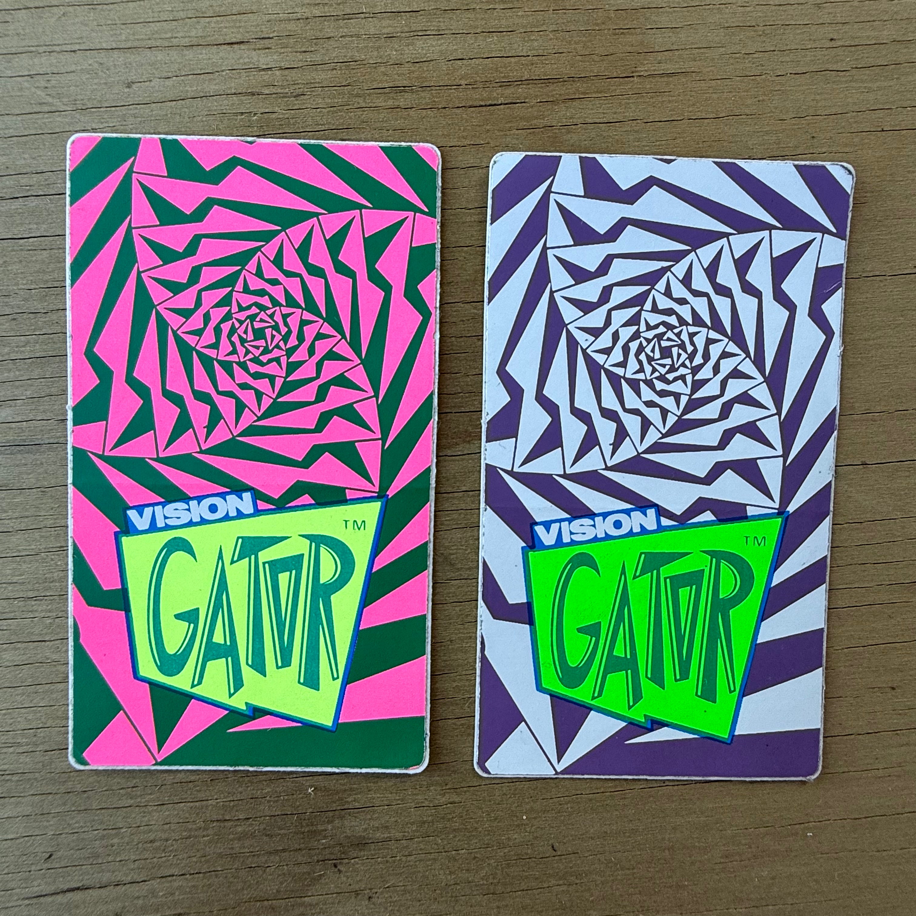 Pair of Vintage 1980s VISION Gator Stickers - OG Mark Rogowski - NOS 80s Skate.