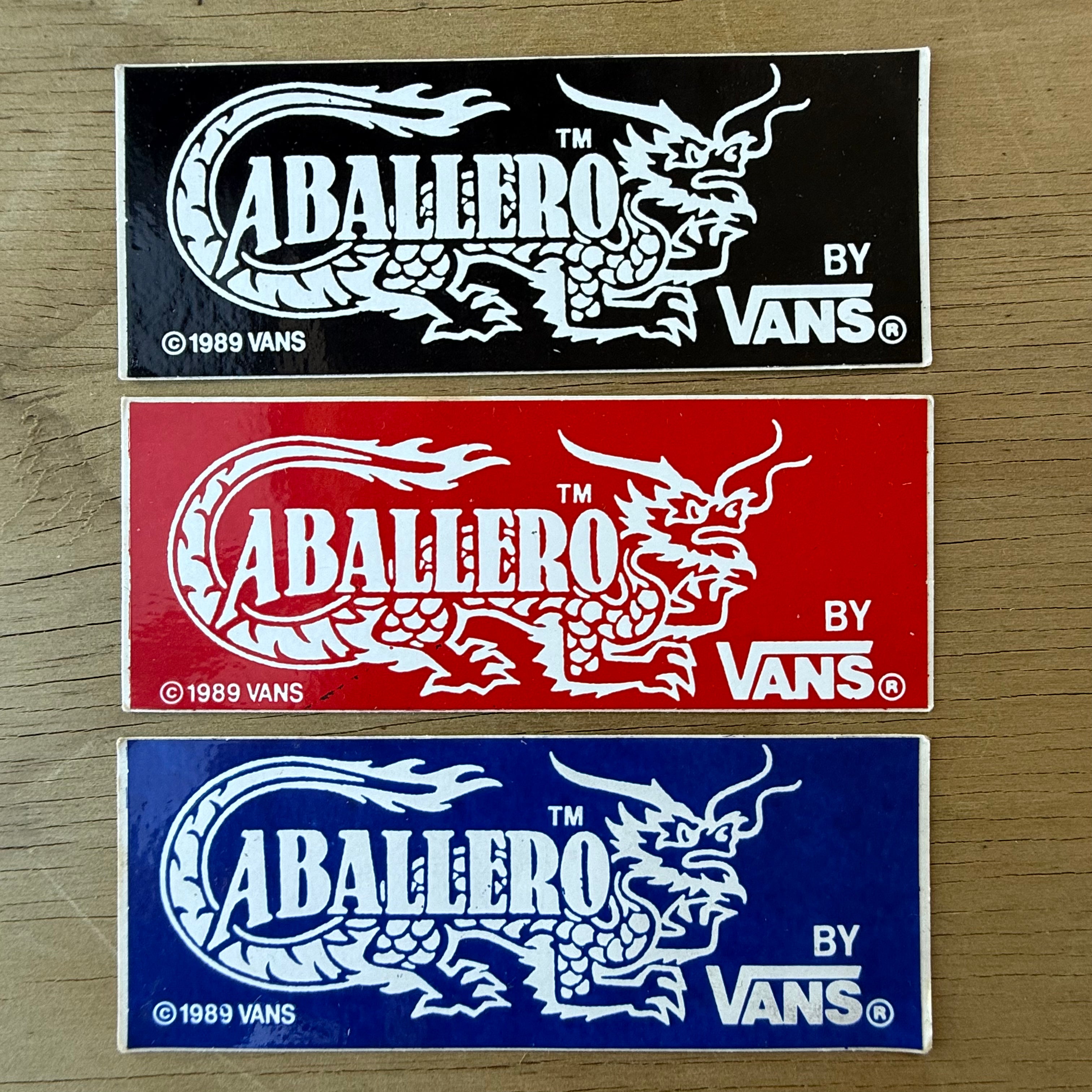 Set of 3 Vintage 1989 VANS Steve Caballero Stickers OG Dragon 80s NOS Black Red Blue