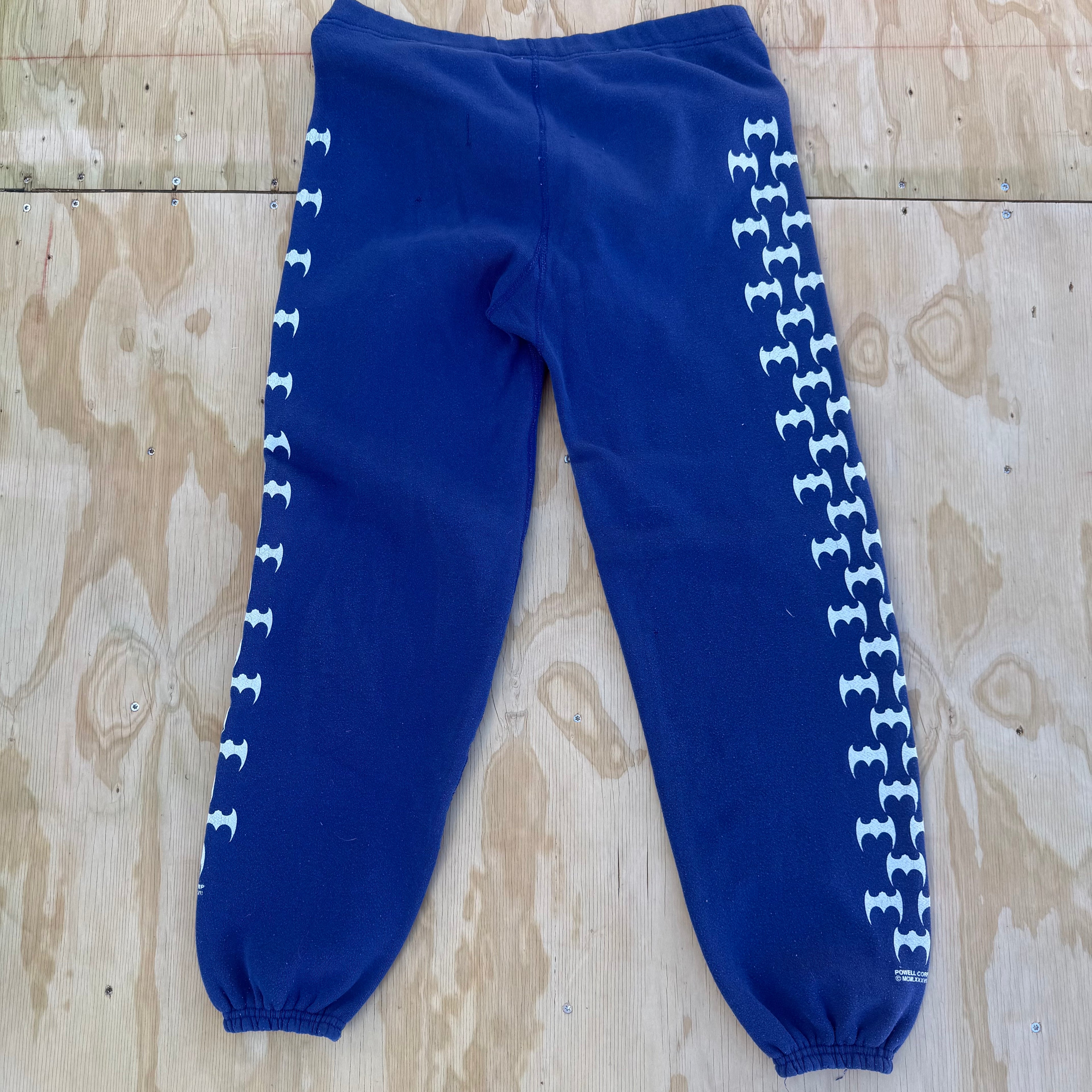Rare Vintage 1987 Powell Peralta "Bat" Sweatpants - OG Bones Brigade - Blue