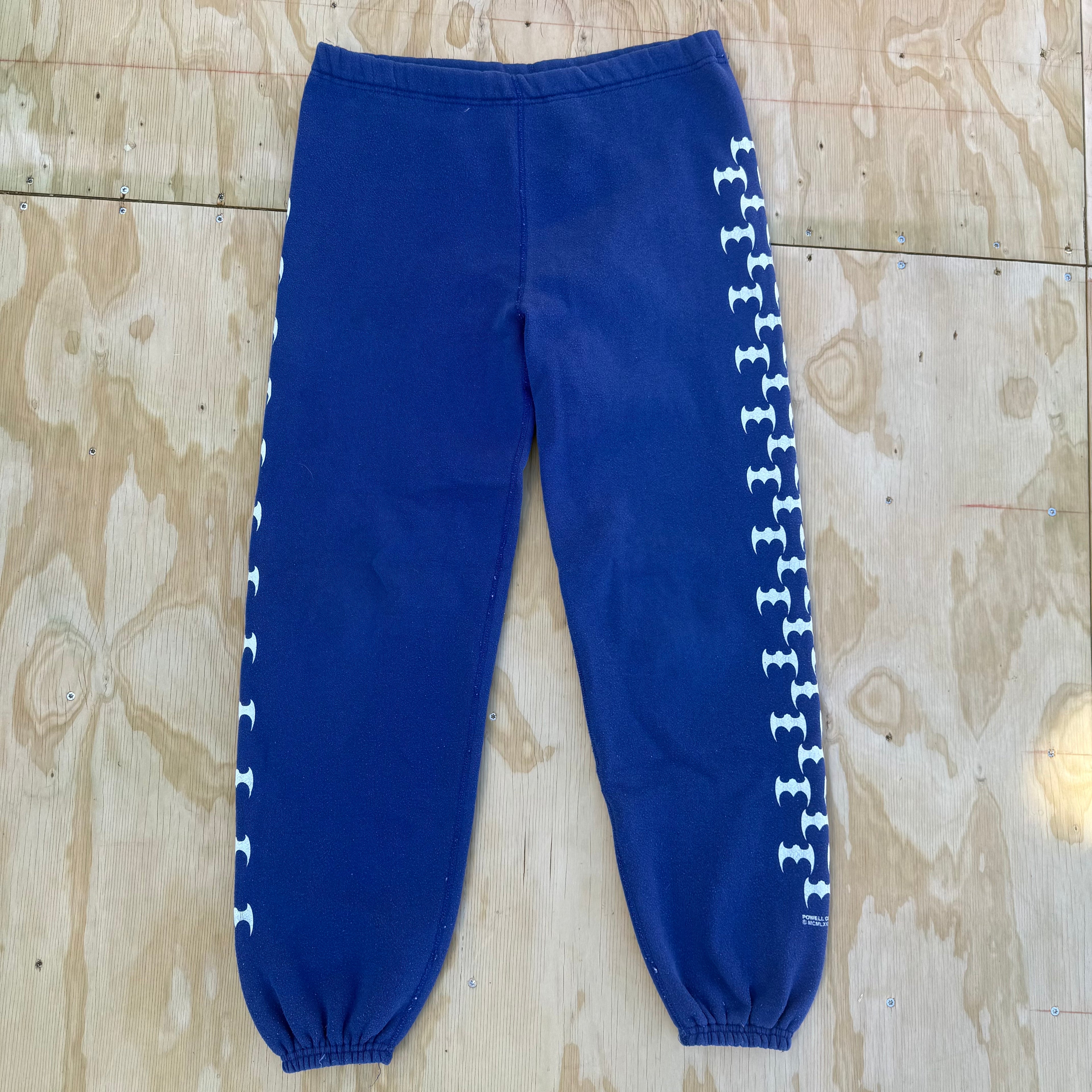 Rare Vintage 1987 Powell Peralta "Bat" Sweatpants - OG Bones Brigade - Blue