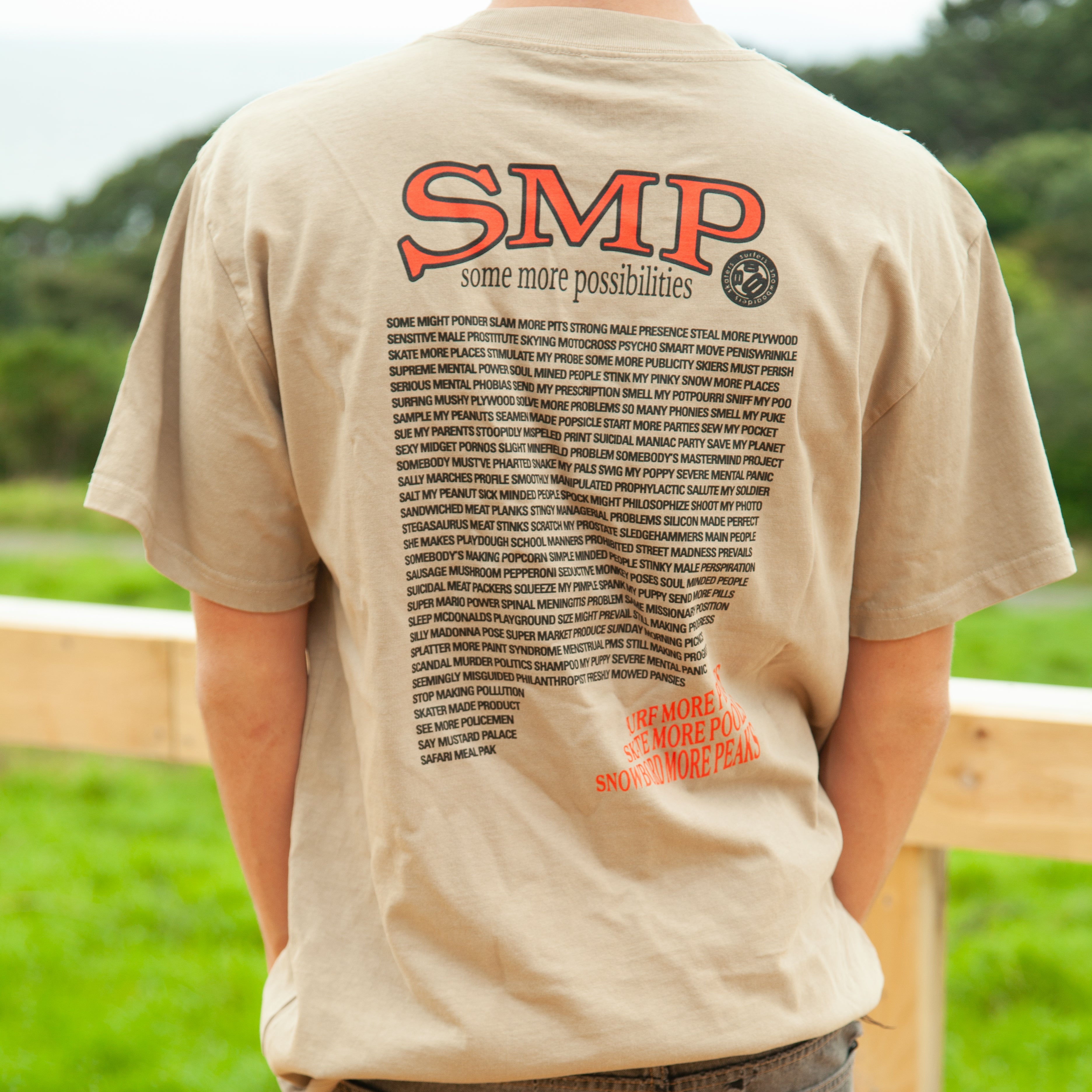 Swindle SMP Some More Possibilities T Shirt ~ faded khaki. ON SALE ! NOW $48.50