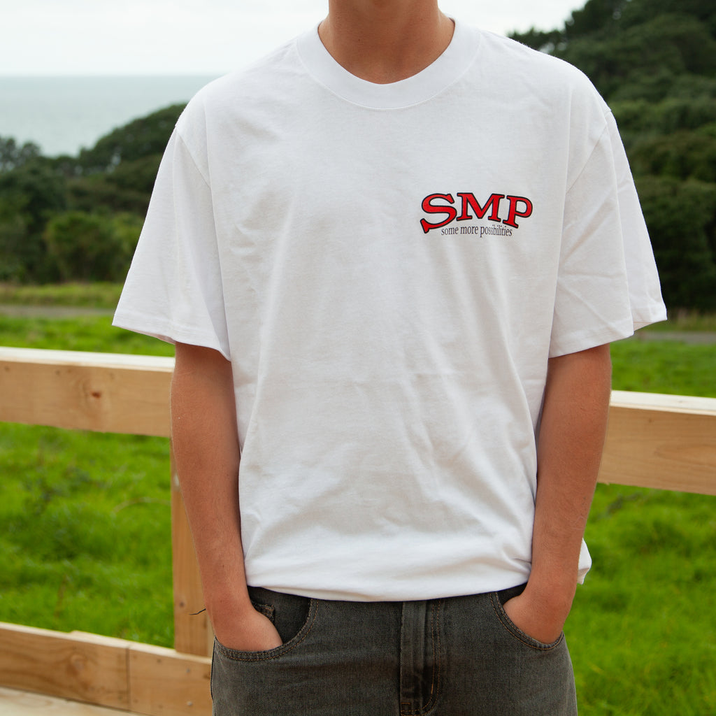 Swindle SMP Some More Possibilities T Shirt in faded white. ON SALE ! NOW $48.50