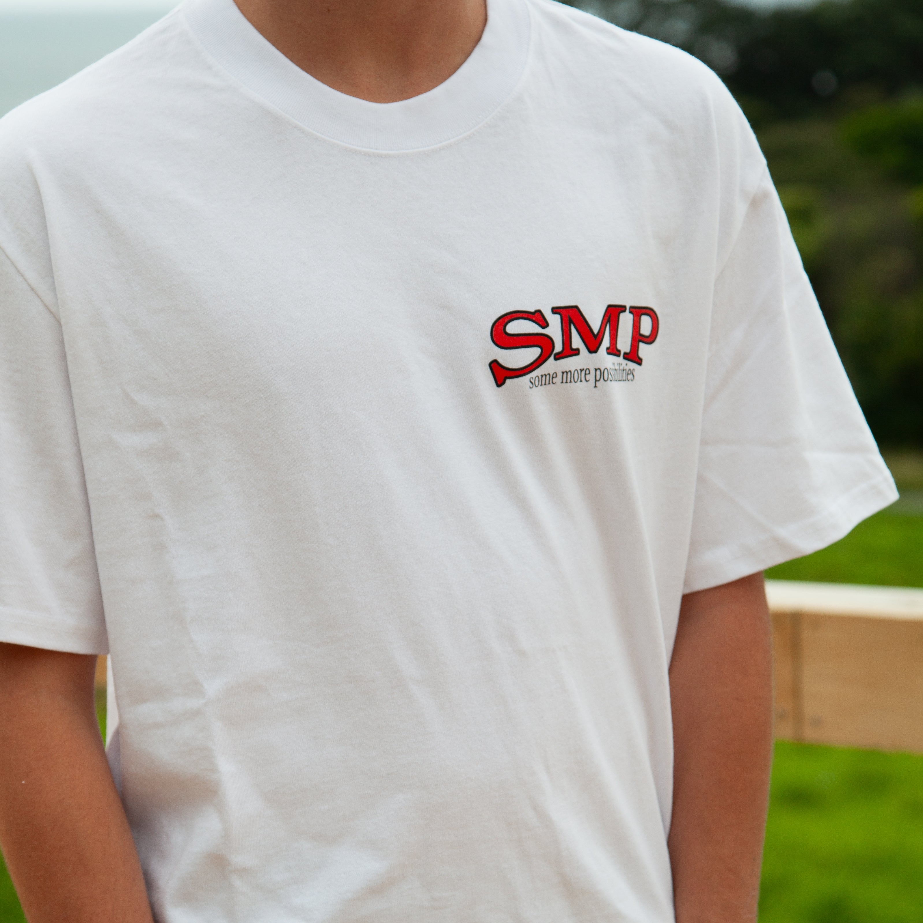 Swindle SMP Some More Possibilities T Shirt in faded white. ON SALE ! NOW $48.50
