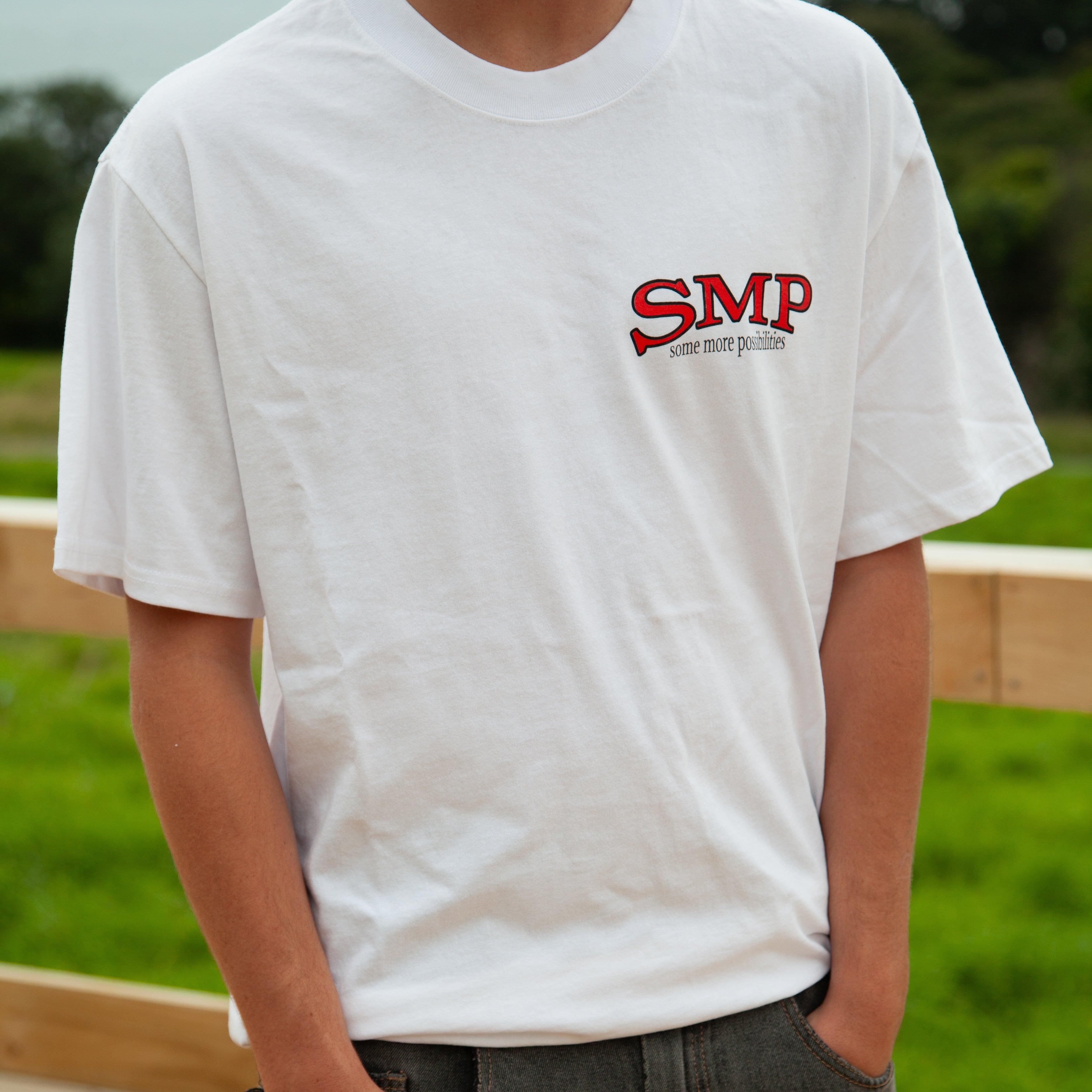 Swindle SMP Some More Possibilities T Shirt in faded white. ON SALE ! NOW $48.50
