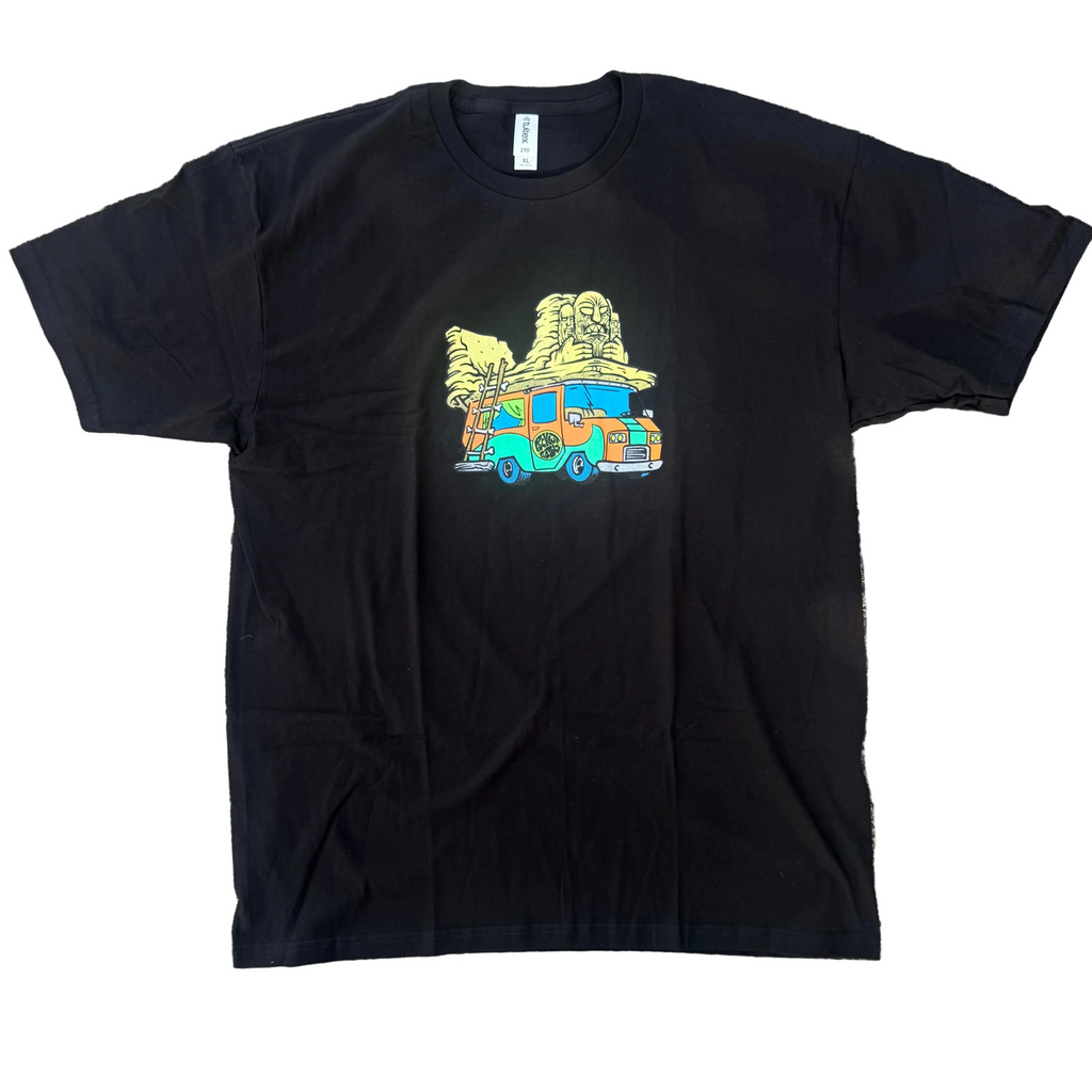 lee ralph skateboarding graphic with bbq caveman graphic from pocket pistols