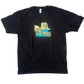 lee ralph skateboarding graphic with bbq caveman graphic from pocket pistols