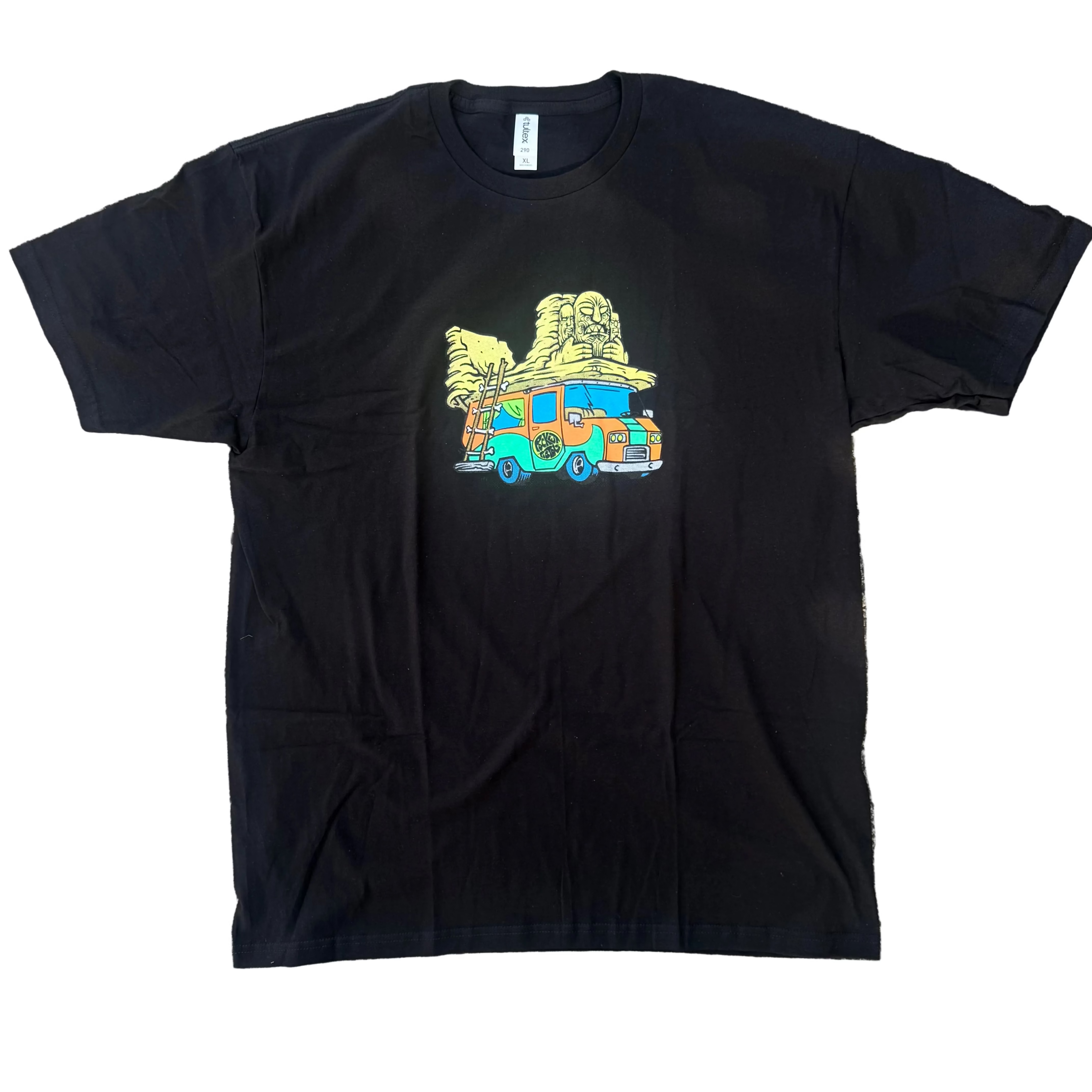 lee ralph skateboarding graphic with bbq caveman graphic from pocket pistols
